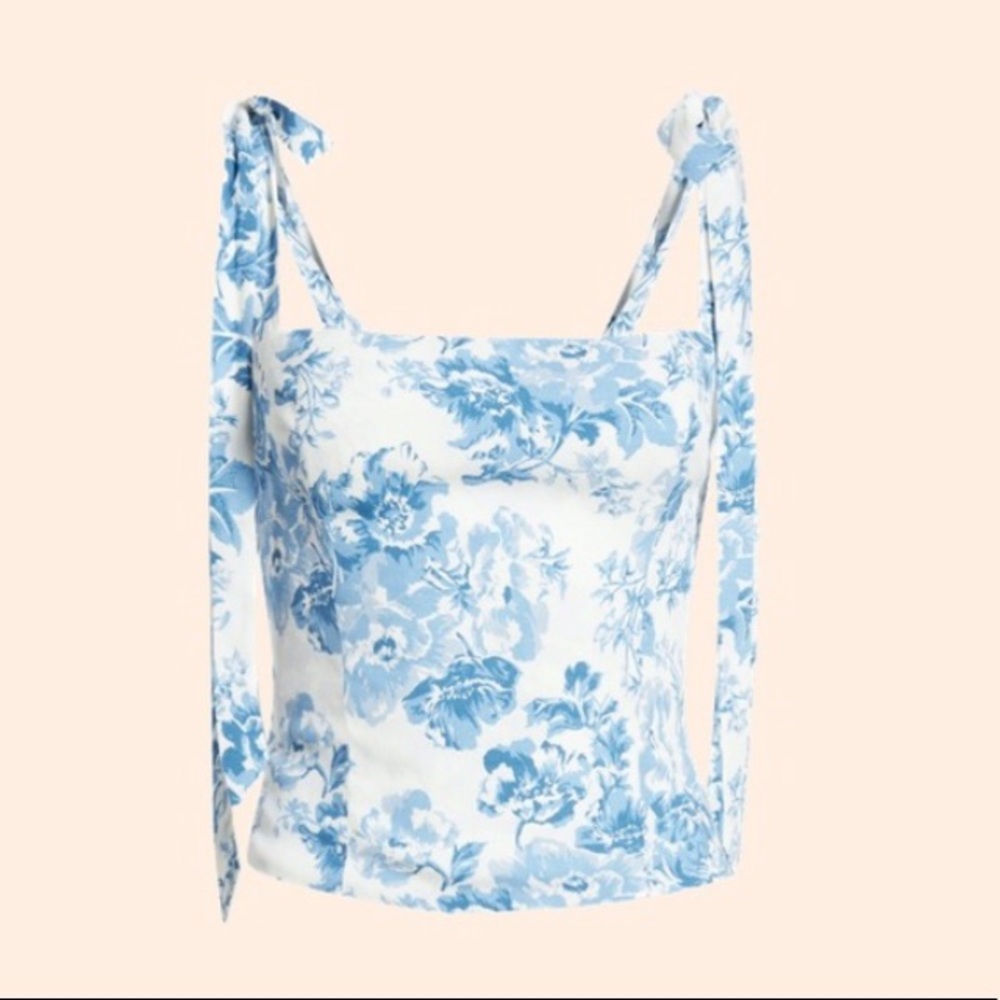 Reformation Ellora Olympia Top Sz 6 | Color: Blue/White m